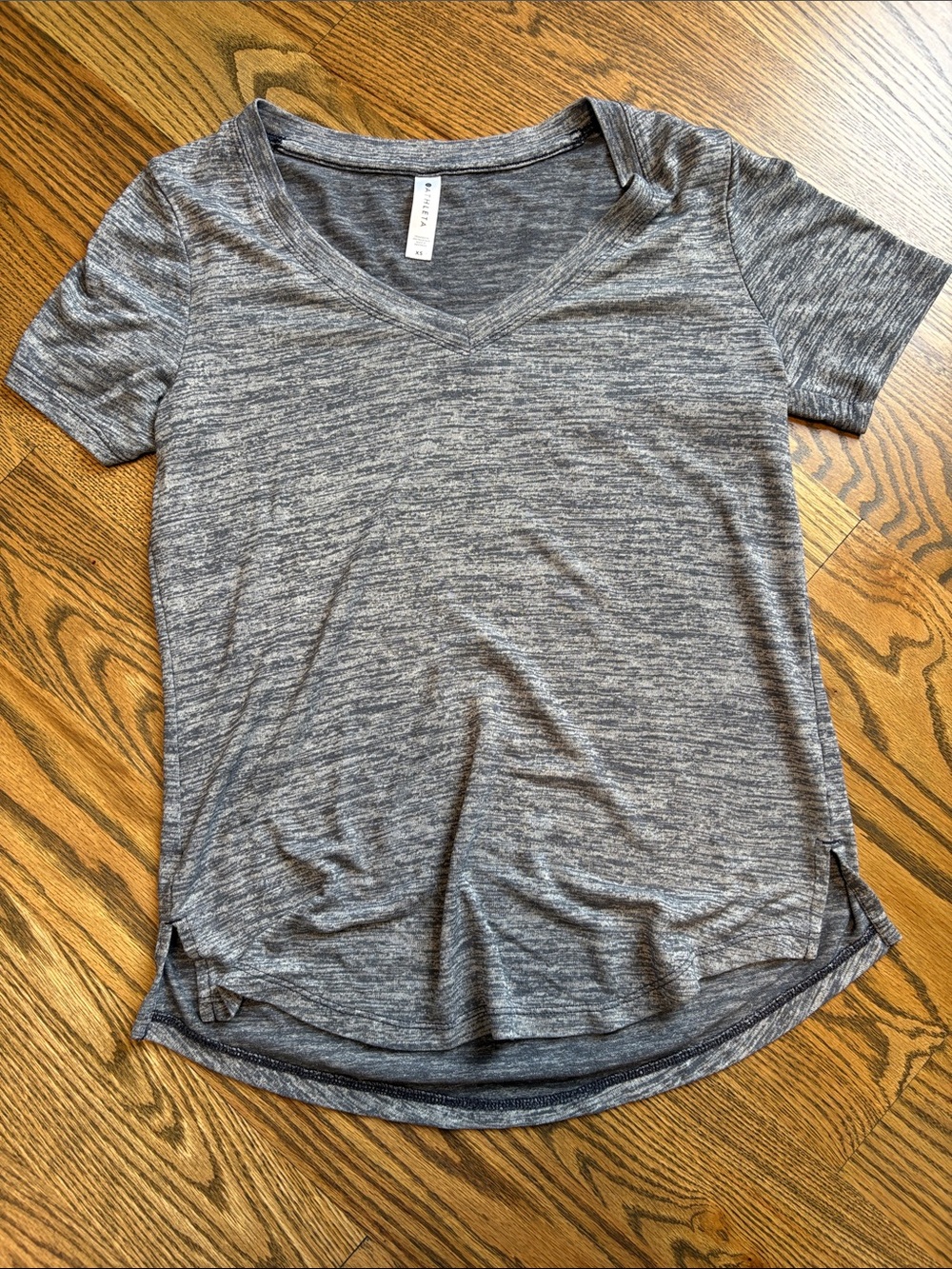 Athleta Heather Gray V-Neck Short Sleeve Tee, XS